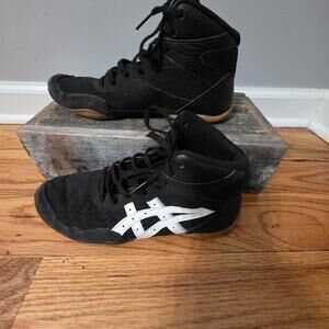 ​ASICS Matflex 5 Wrestling Shoes Black White Gum GS Youth Size 4.5